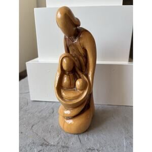 Carved Wood Holy Family 7” Mary Jesus Joseph Bethlehem Holy Land Christmas